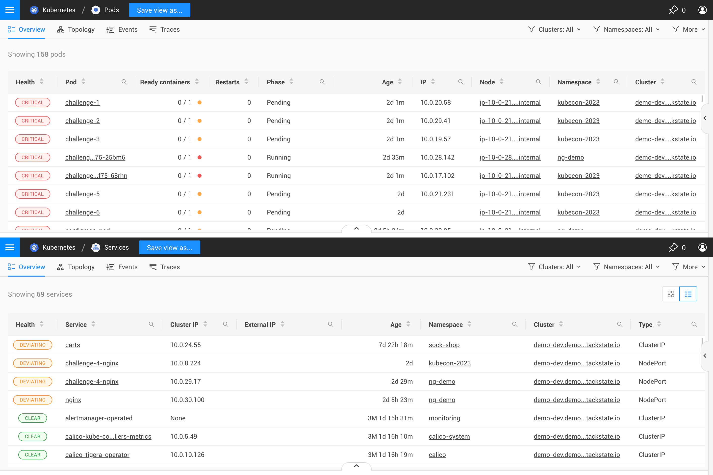 Overview table structure comparison