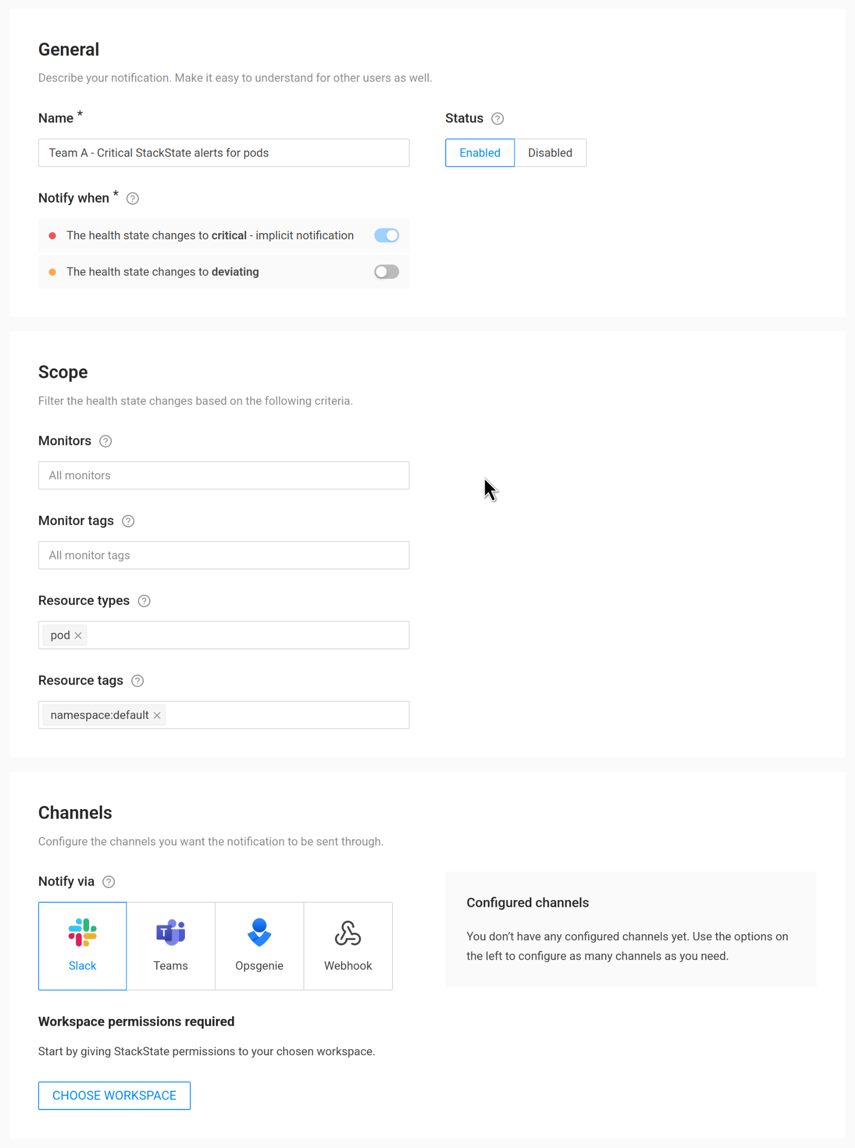 Adding a new notification